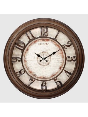 Kahverengi 1965-X Kabartma Rakam Duvar Saati, Şık ve Modern Tasarım