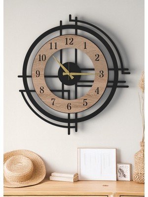 Büyük Boy Siyah Ahşap Duvar Saati, Modern ve Sessiz Tasarım, Salon ve Ofis Için