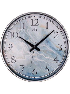 Mavi Mermer Dekoratif 38 cm Duvar Saati