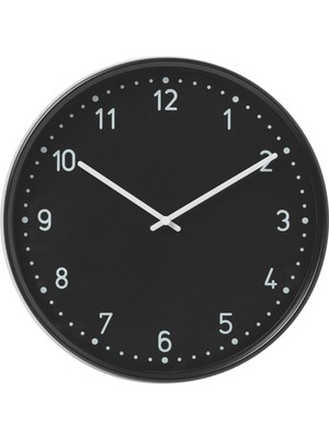 Siyah Duvar Saati, Sessiz Çalışma, 38 cm Büyüklük, Şık ve Modern Tasarım