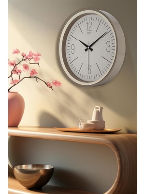 Şık 37 cm Kasa Krem Duvar Saati, Siyah Çerçeve ile Modern Dekorasyon Için Ideal