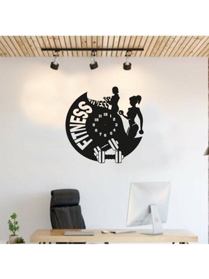 Şık Siyah Beyaz Lazer Kesim Duvar Saati, Fitness Salonları Için Özel Tasarım