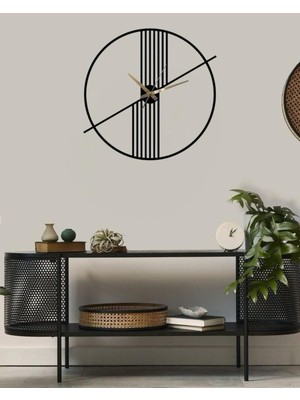 Şık Metal Duvar Saati, 60X60 Cm, Siyah Renkli Modern Dekorasyon Parçası