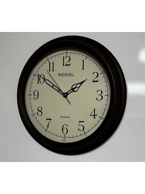 Ahşap Renkli Klasik Duvar Saati, Şık ve Zarif Tasarım