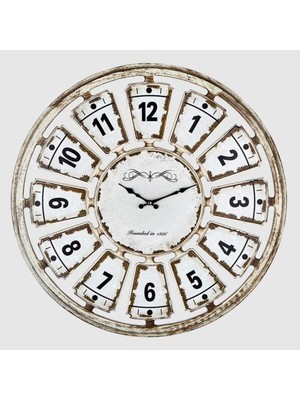 70 cm Eskitme Görselli Büyük Duvar Saati, Renkli ve Şık Tasarım