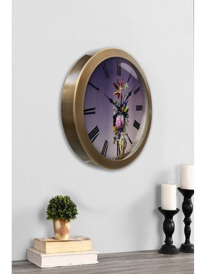 36 cm Eskitme Metal Çiçek Duvar Saati, Şık ve Modern Tasarım ile Evinizde Güzellik Sağlar