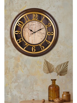 Altın Tonlu Duvar Saati, 44.5 Cm, Şık ve Modern Tasarım