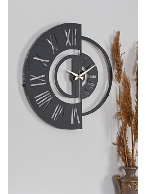 50CM Siyah Metal Duvar Saati, Sessiz ve Modern Tasarım
