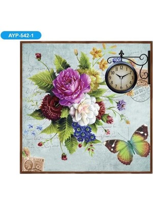 Renkli Kelebek ve Çiçek Temalı Dekoratif Duvar Saati, Şık ve Zarif Tasarım