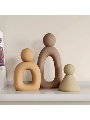 Renkli Soyut Modern Üçlü Aile Figürü Dekoratif Biblo, Şık ve Estetik Tasarım