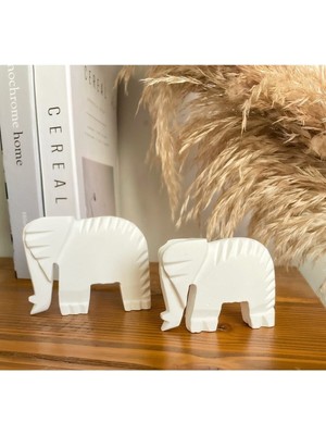 Beyaz Renkli Dekoratif Şans Fil Figürü, Şık ve Zarif Ev Süsünüz.