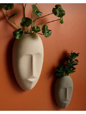 Ikili Duvar Vazosu, Skandinav Tarz, Mask, Bej ve Antrasit Renkler