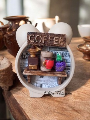 Kahve Köşesi Için Sevimli Minyatür Biblo Pano Seti, Dekoratif ve Şık Tasarım