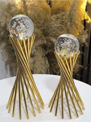 Şık Metal Küre 2'li Dekoratif Obje, Ev ve Ofis Için Zarif Aksesuar