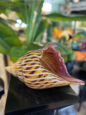 Sarı Renkli Cam Deniz Kabuğu, Doğa Temasıyla Şık ve Doğal Dekorasyon Ürünü