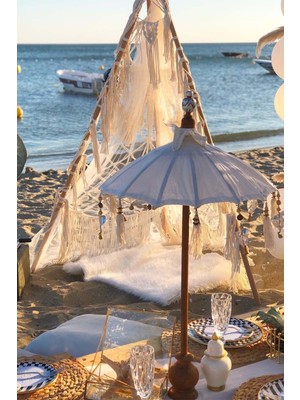 El Yapımı Bali Şemsiye, Krem, 80 Cm, Dekoratif, Şık ve Zarif Tasarım