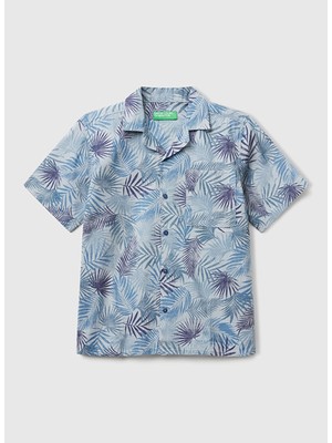 Koyu Mavi Erkek Çocuk Regular Fit Desenli Gömlek 5OUGCQ03U