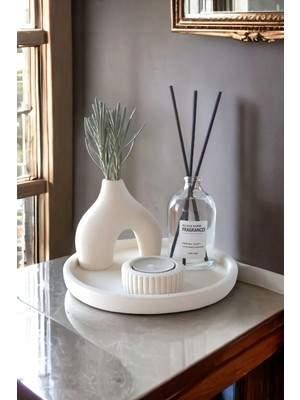 Beyaz Dekoratif Mumluklu Nordik Minyatür 100 ml Oda Kokusu Seti