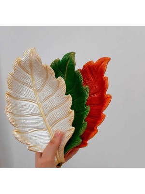 Renkli Çok Amaçlı Yaprak Figürlü Sunum Tabak 1'li