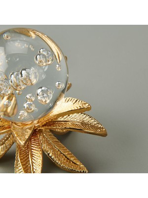 Altın Renkli Cam Palmiyeli Dekor, 11 Cm, Şık ve Modern Ev Aksesuarı