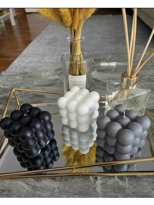 Üçlü Renkli Kokulu Bubble Mum Seti, Gri Beyaz Siyah, Sıcak ve Ferah Atmosfer