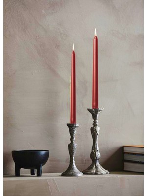 Kırmızı Sedefli Uzun Gövdeli 5'li Mum Şamdan Seti