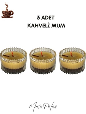 3'lü Kahve Kokulu El Yapımı Kovucu Mum Seti, Doğal ve Hoş Ortam Sağlar
