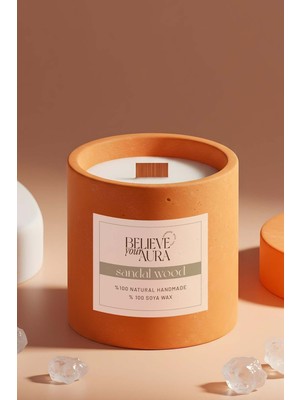 Doğal Soya ve Ahşap Fitil ile Turuncu Beton Kokulu Mum 400 cc