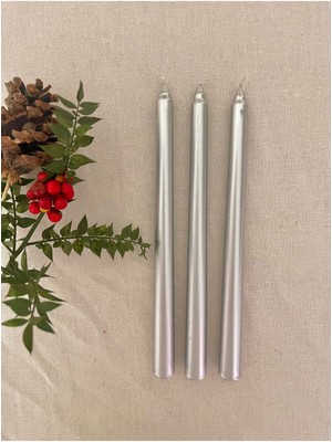 3'lü Sedefli Gri Renkli Şamdan Mum Takımı, Şıklık ve Zarafet Sunar