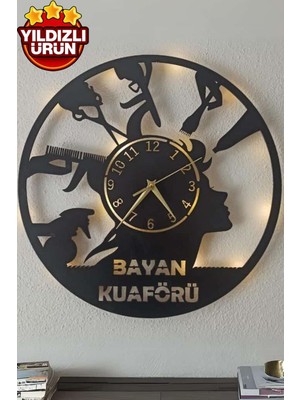 Kuaförlerine Özel Duvar Saati Kuaför Duvar Saati Işıklı Duvar Saati Kuaför Duvar Aksesuarları