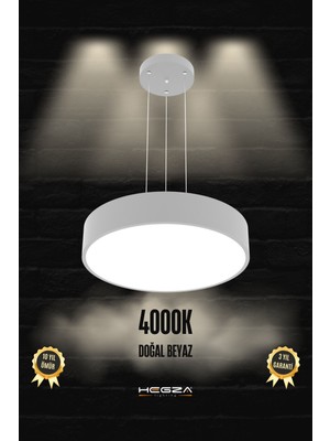 Drum 40CM ( Gri Kasa, Doğal Beyaz Işık ) Modern Sarkıt LED Avize, Salon, Mutfak, Oturma Yatak Odası