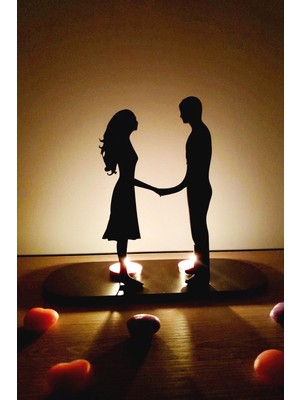 Rose 2'li Modern Dekoratif Siyah Mumluk Şamdan Söz-Nişan Tealight Mum