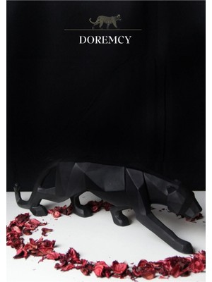 Kübik Jaguar Puma Siyah Leopar Polyester Döküm Biblo