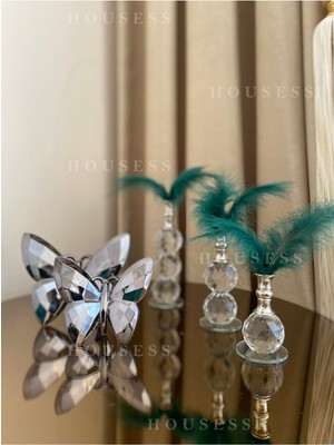 Dekoratif 2'li Kelebek ve 3'lü Tüylük Seti Biblo Süs