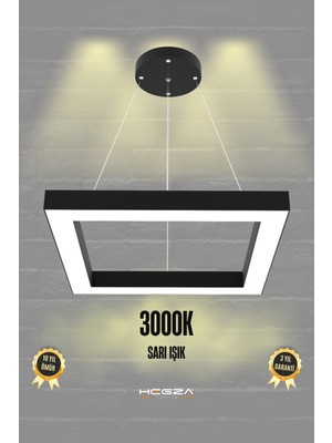 Quattro ( Siyah Kasa, Sarı Işık ) Ledli Modern LED Avize, Salon, Mutfak, Oturma Yatak Odası, Sarkıt