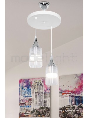 Aksel 2li Dekoratif Duylu Sarkıt Gold Yatak Odası Salon Antre Mutfak Avize