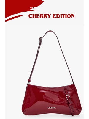 Kemer Detaylı Omuz Çantası Rugan Bordo Cherry Red Eleanor