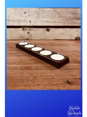 Ahşap Özel Tasarım Beşli Mumluk Dekoratif Mumluk Ağaç Işleme Hediyelik