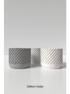 Dekoratif Desenli Büyük Beton Saksı Silikon Kalıp K9 - Büyük Beton Saksı Kalıbı