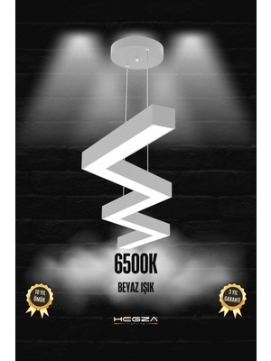 Zigzag ( Gri Kasa, Beyaz Işık ) Ledli Modern LED Avize, Salon, Mutfak, Oturma Yatak Odası, Sarkıt