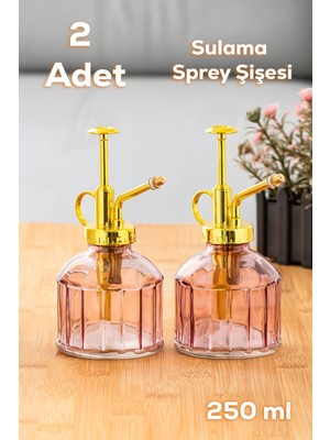 15733 2li Mor Vintage Cam Bitki Sulama Şişesi Oda Kokusu Dağıtıcı Cam Dağıtıcı Sprey Yağlık 250ML