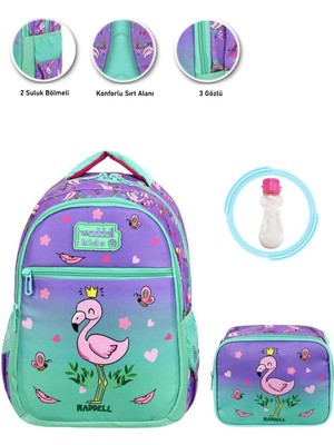 Smile Flamingo Okul Çantası + Beslenme + Suluk - Ilkokul Çantası Kız Çocuk Okul Çantası