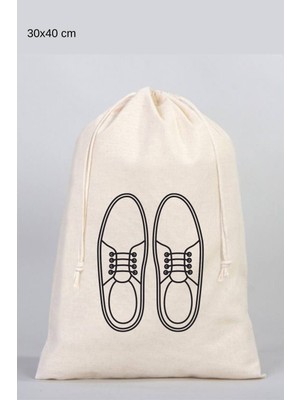 Erkek Ayakkabı Baskılı Çanta Organizeri Ham Bez Kese 30X40 cm