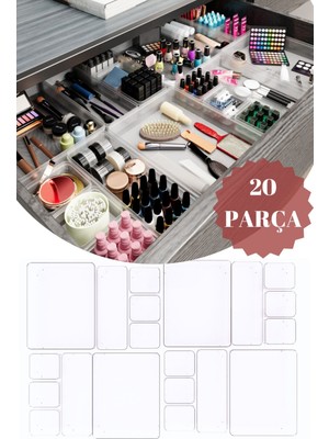 20'li Modüler Dolap Içi - Çekmece Içi Makyaj Toka Takı Düzenleyici Organizer Set