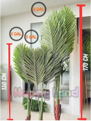Yapay Palmiye Areka Yaprağı Büyük ve Orta Boy 3 Adet