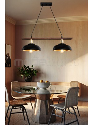 Karya 2li Ahşap Ceviz Kasa - Siyah Gold Şapka (Gold Kukalı) Salon-Oturma-Çocuk-Yemek-Yatak Odası