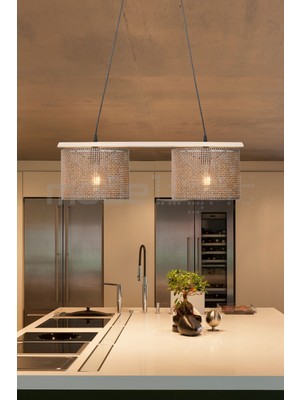 Zigana 2li Avize Naturel-Kahve Artı Desenli Yemek Odası Yatak Odası Oturma Odası Salon