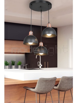 Bella 3lü Avize Siyah Salon-Oturma Odası-Çocuk Odası-Yemek-Yatak Odası--Antre-Mutfak