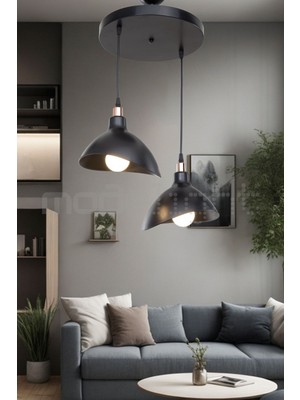 Esta 2li Avize Siyah Salon-Oturma Odası-Çocuk Odası-Yemek-Yatak Odası--Antre-Mutfak