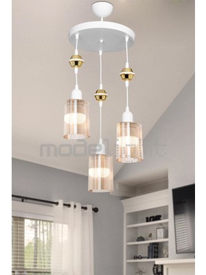 Akses 3lü Bal Camlı Beyaz Avize Salon-Oturma Odası-Çocuk Odası-Yatak Odası-Yemek Odası-Antre-Mutfak